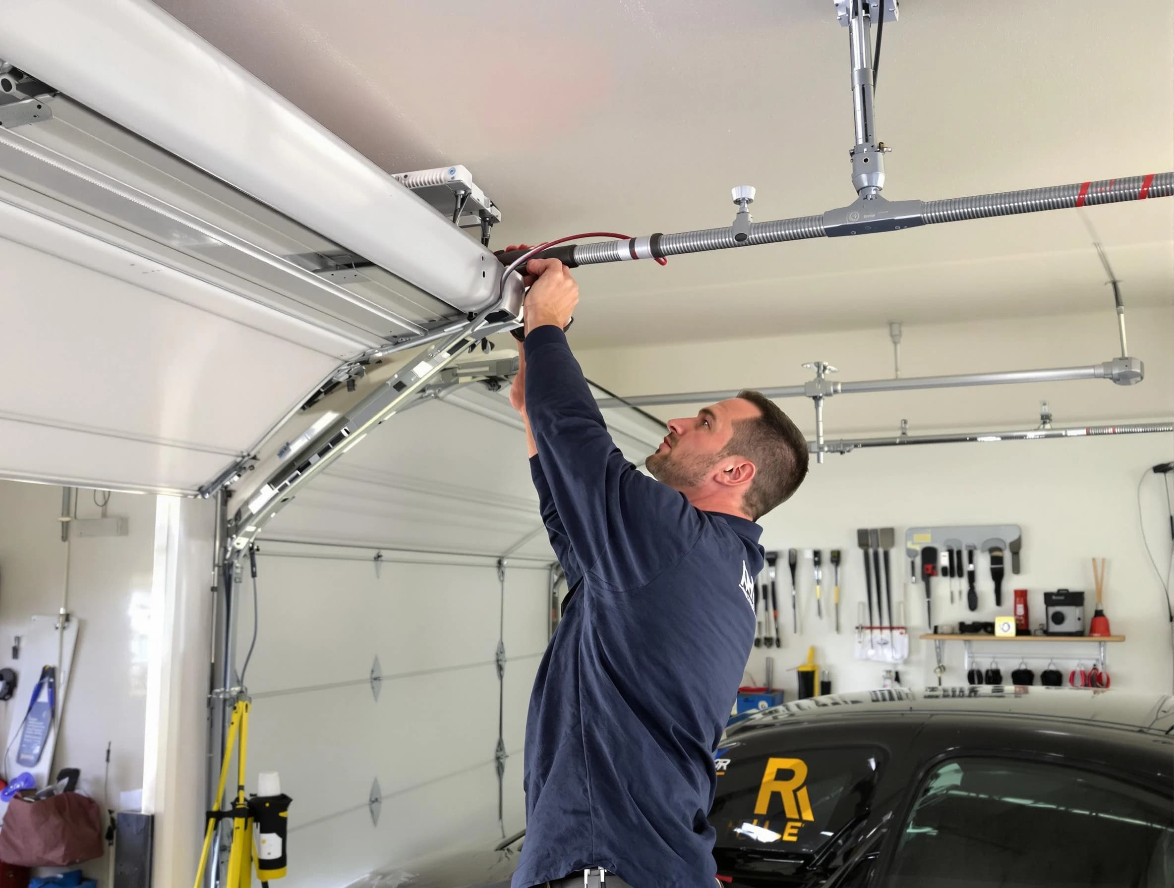 Portland Garage Door Repair technician performing garage door cable repair in Portland