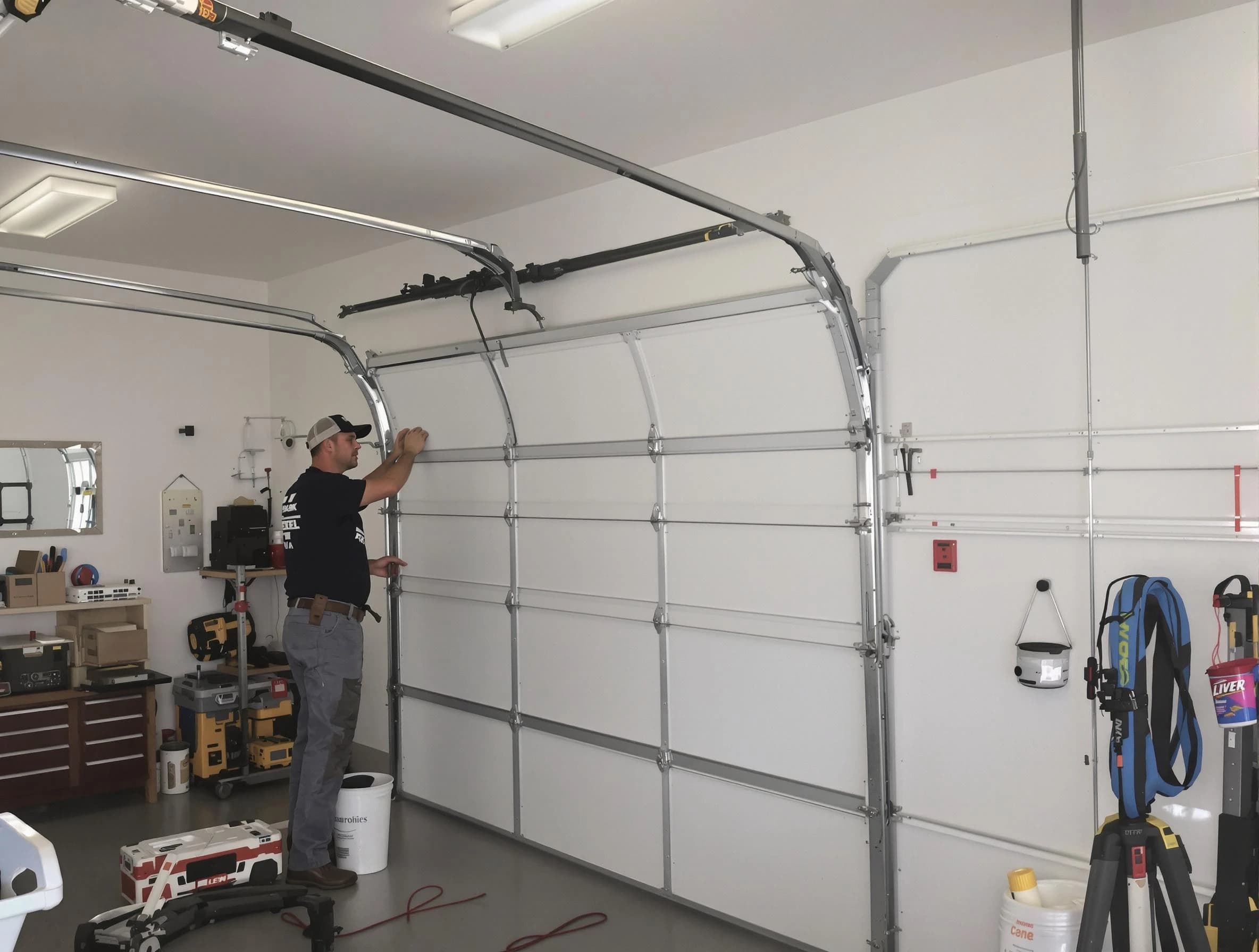 Portland Garage Door Repair team installing new garage door in Portland