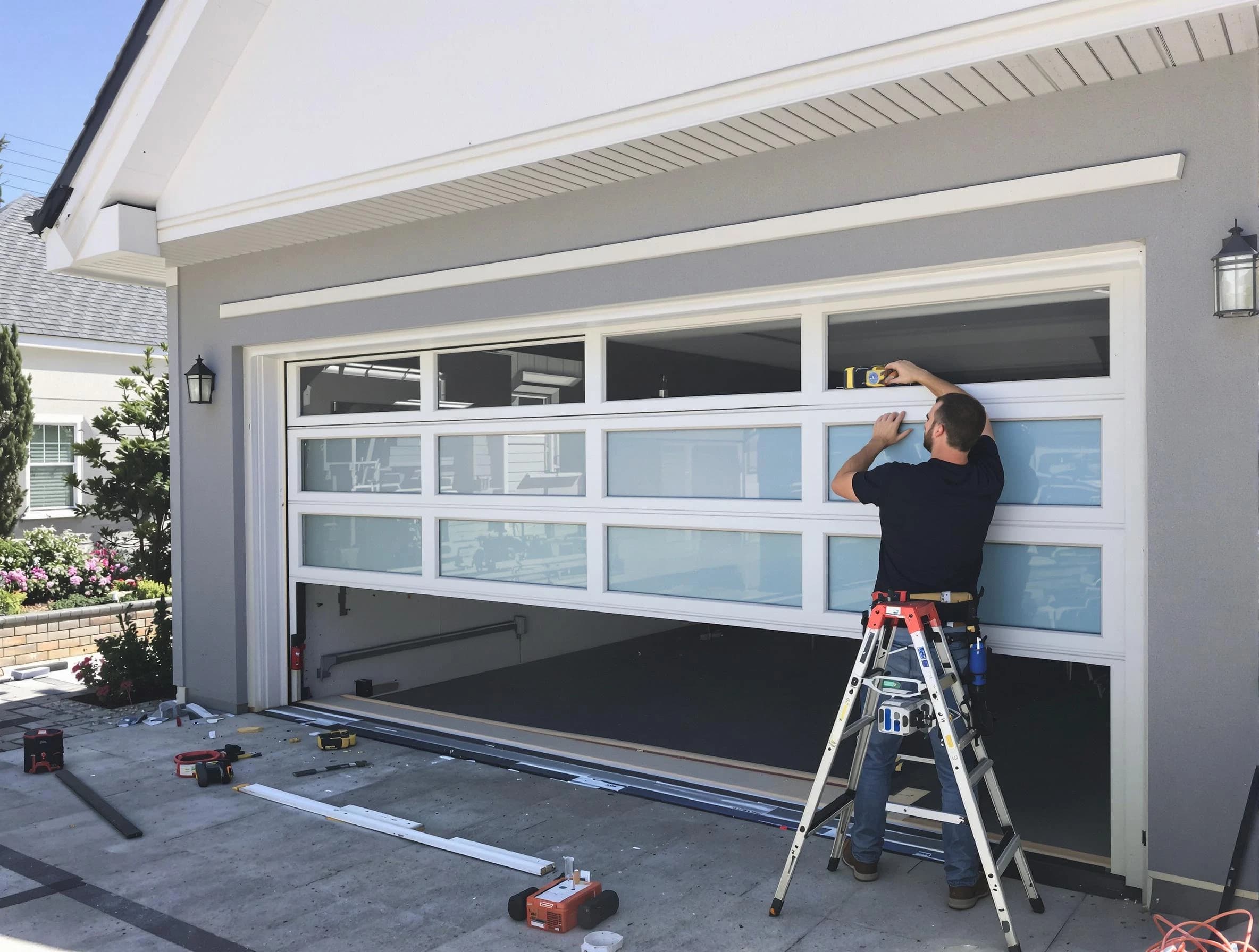 Portland Garage Door Repair team performing garage door replacement in Portland