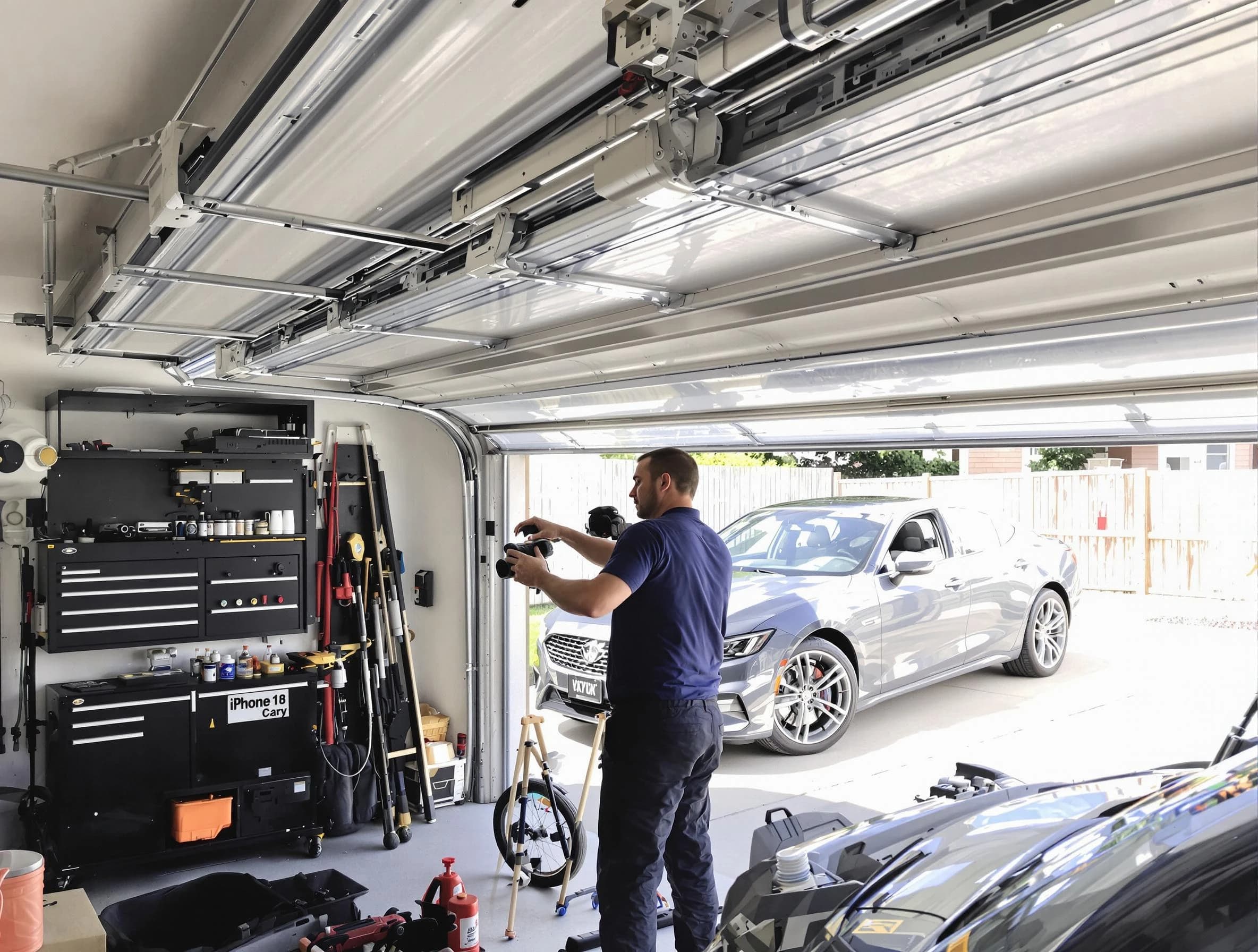Portland Garage Door Repair technician fixing noisy garage door in Portland