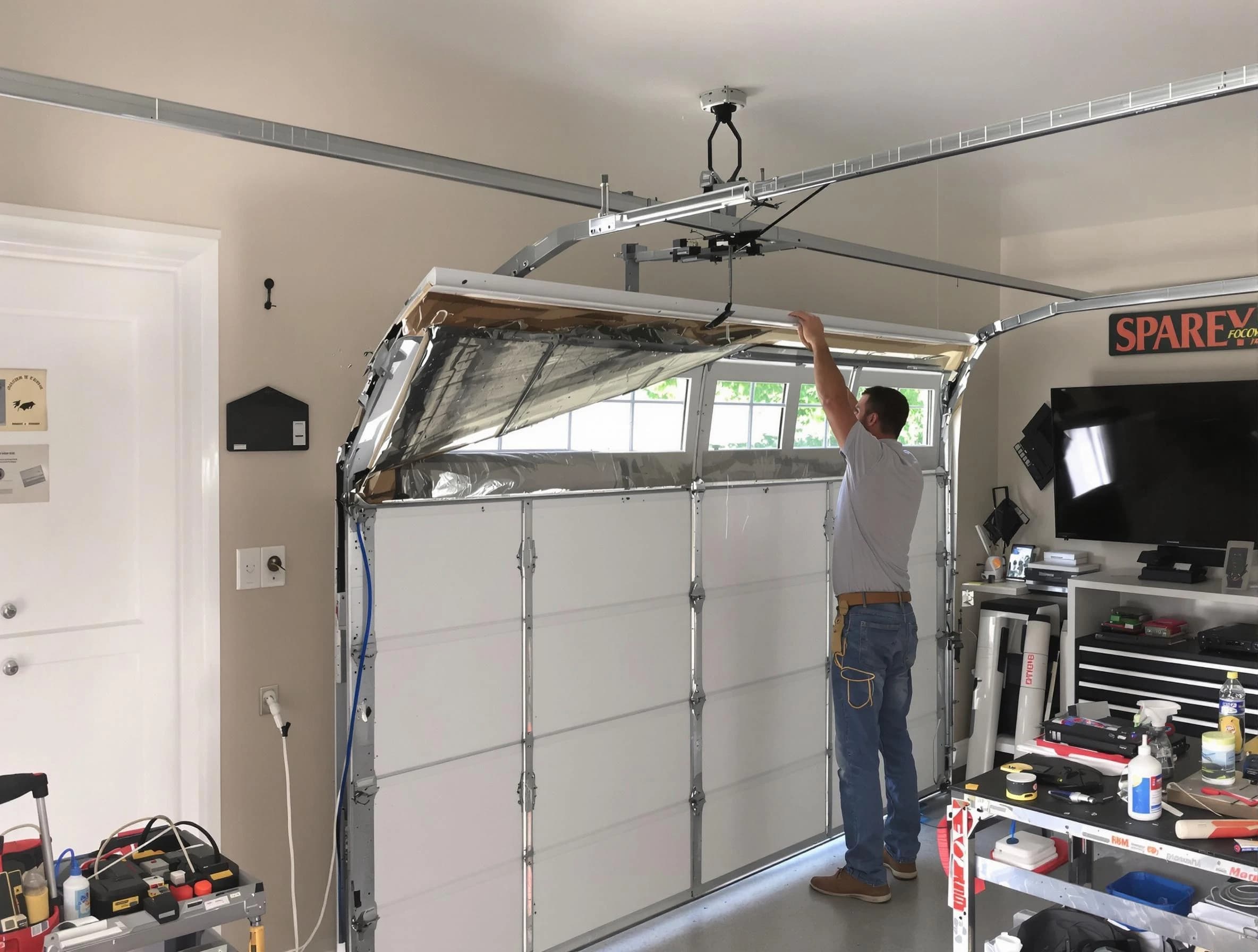 Garage door section replacement by Portland Garage Door Repair in Portland