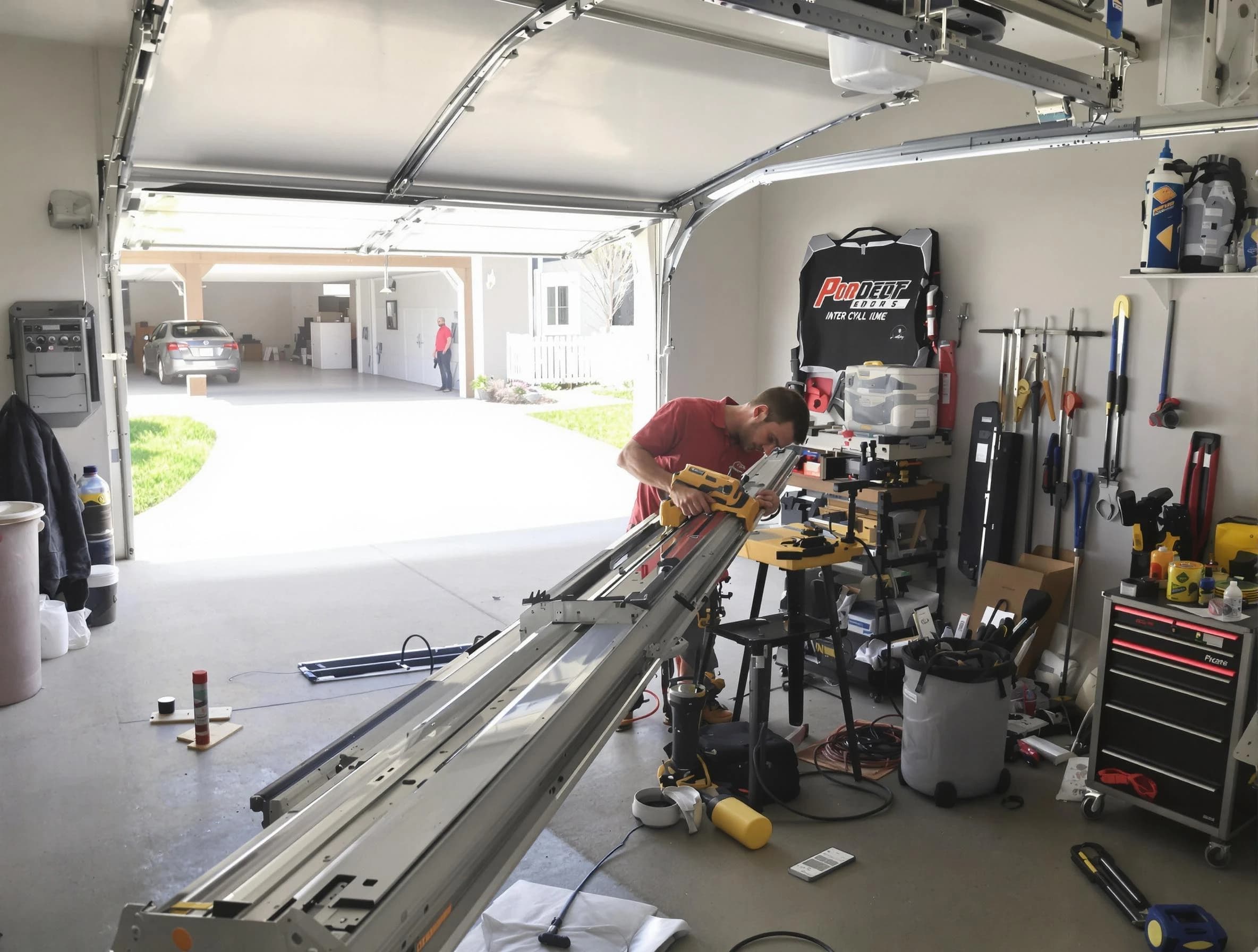 Portland Garage Door Repair expert performing track repair in Portland