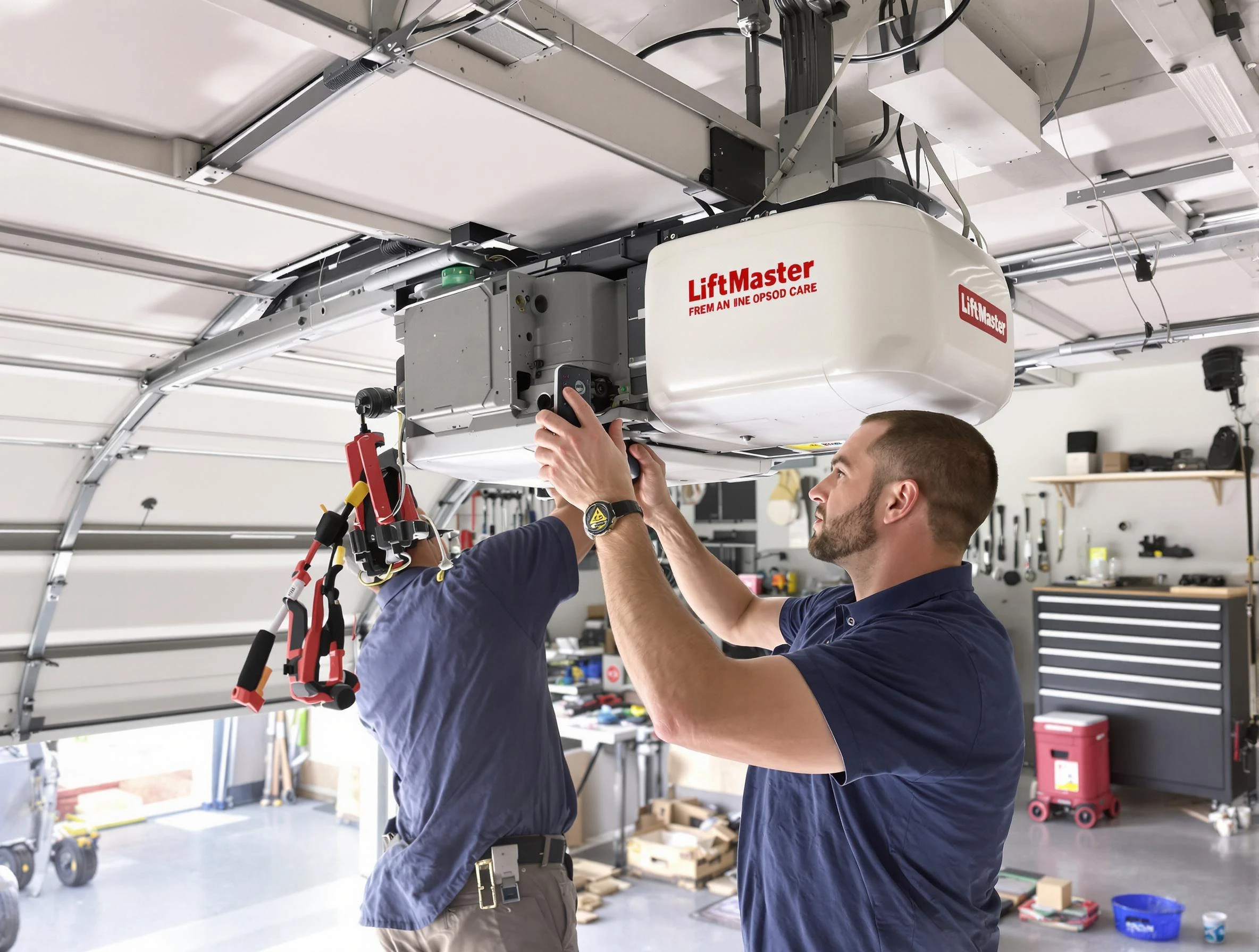 Portland Garage Door Repair technician performing advanced diagnostics on garage opener in Portland