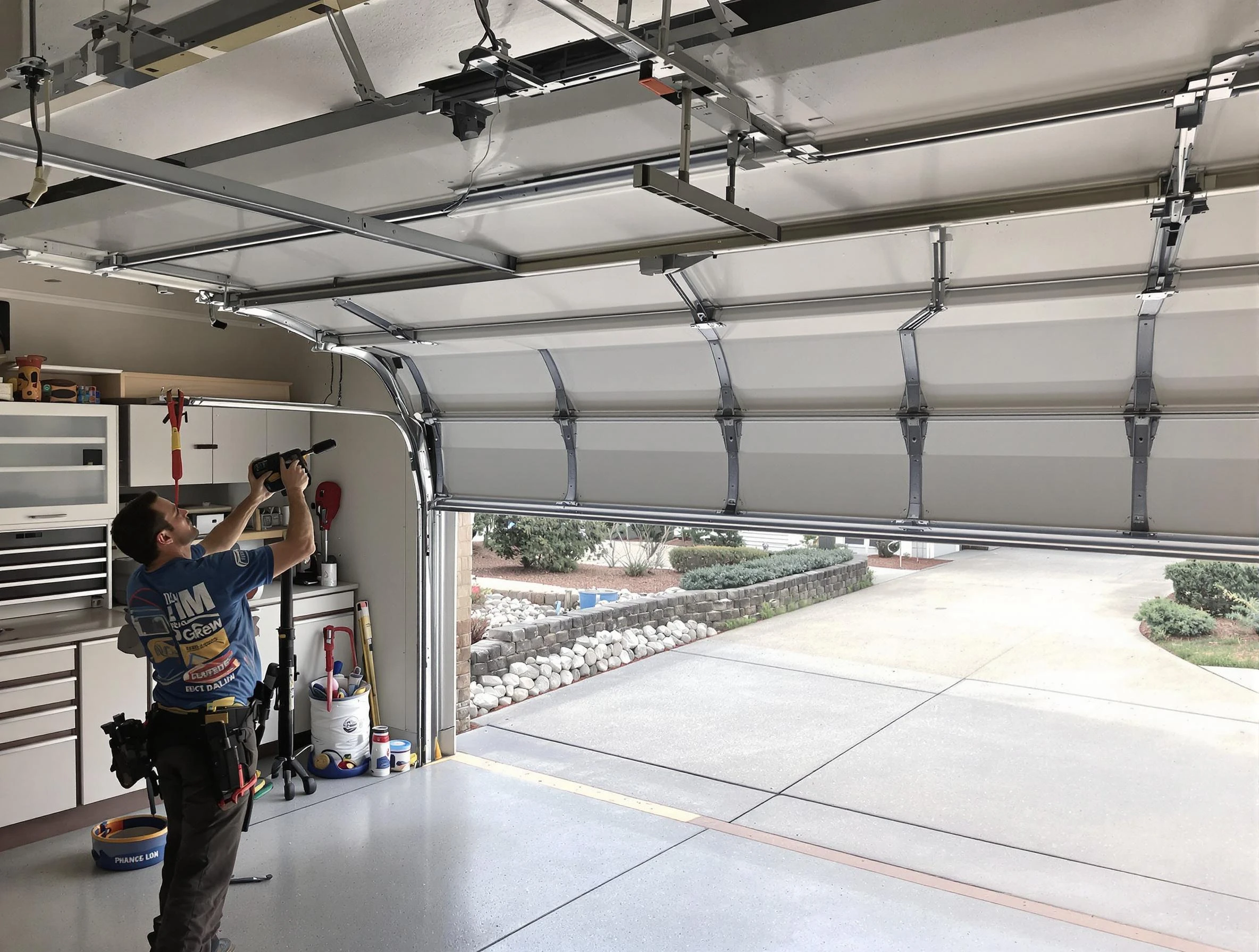 Garage door track repair service by Portland Garage Door Repair in Portland